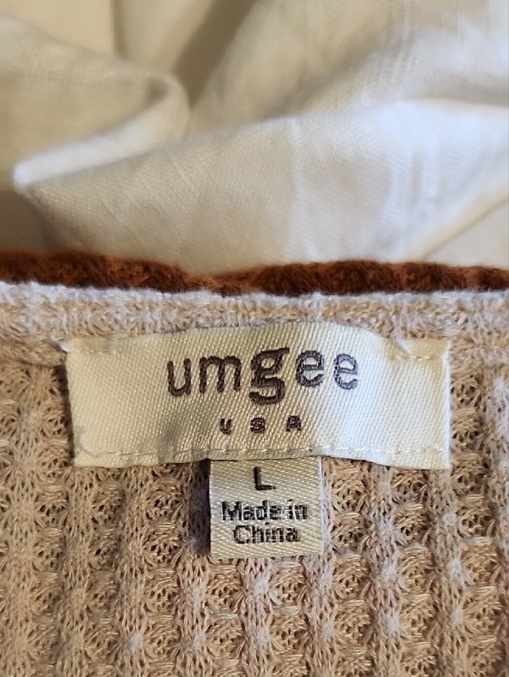 Umgee Cream & Brown Floral Sleeve Waffle Tunic - Picture 5 of 5